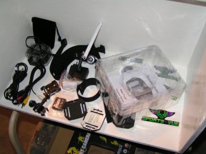 ACE HD Sport camera, accessories, and container ACE HD Sport camera, accessories, and container