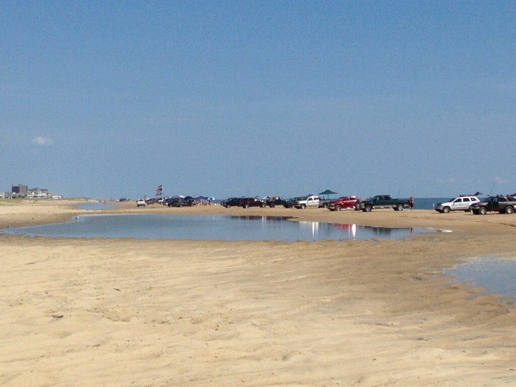 Fenwick Island this morning after high tide washed over the beach