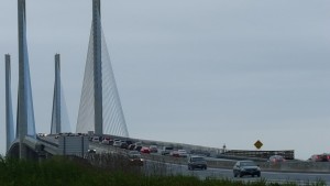 Charles W Cullen bridge traffic backed up on the south side headed north