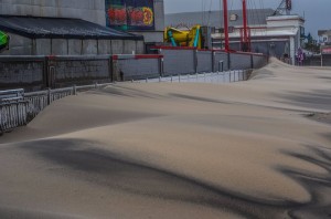 ocean city boardwalk damage, sand on boards, maryloand, ocean city, worster county, OC inlet beach, 
