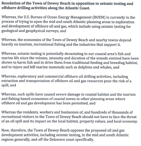 Dewey Beach town council resolution