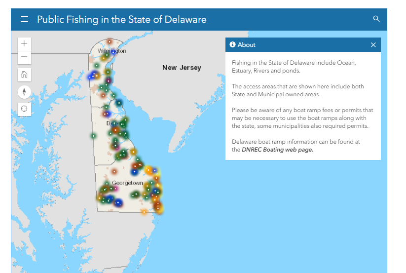 Delaware fishing areas map