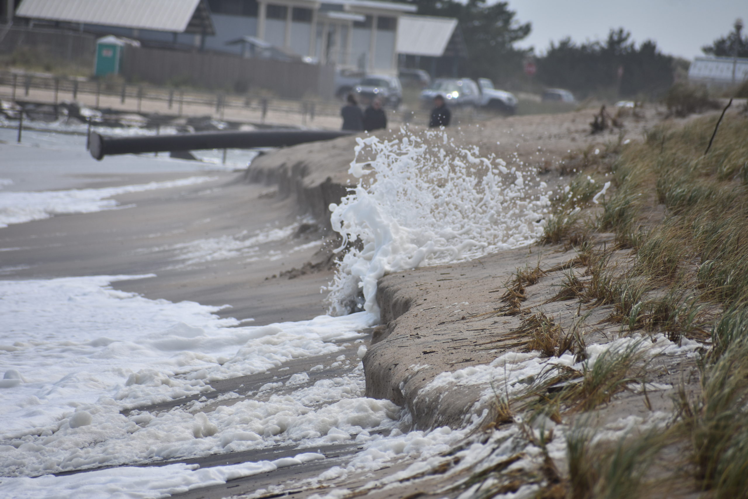 Delaware Seashore State Park at high tide Monday. Storm surge from ...